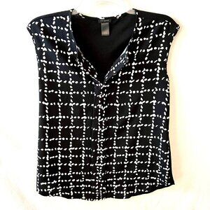 Ann Taylor Sleeveless Top, Black and White Modal Cotton, Size M, EC!